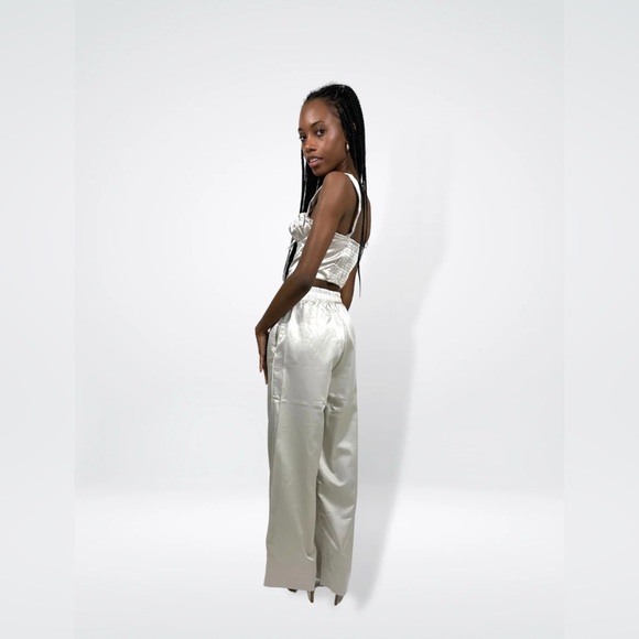 Cream Satin Top & Pants Set - Picture 3 of 7